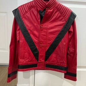 Michael Jackson’s “Thriller” Inspired Red and Black Varsity Leather Jacket